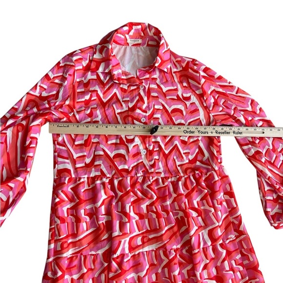 Sunday Up Gorgeous Pink Orange & White Pattern Dress - Picture 6 of 10